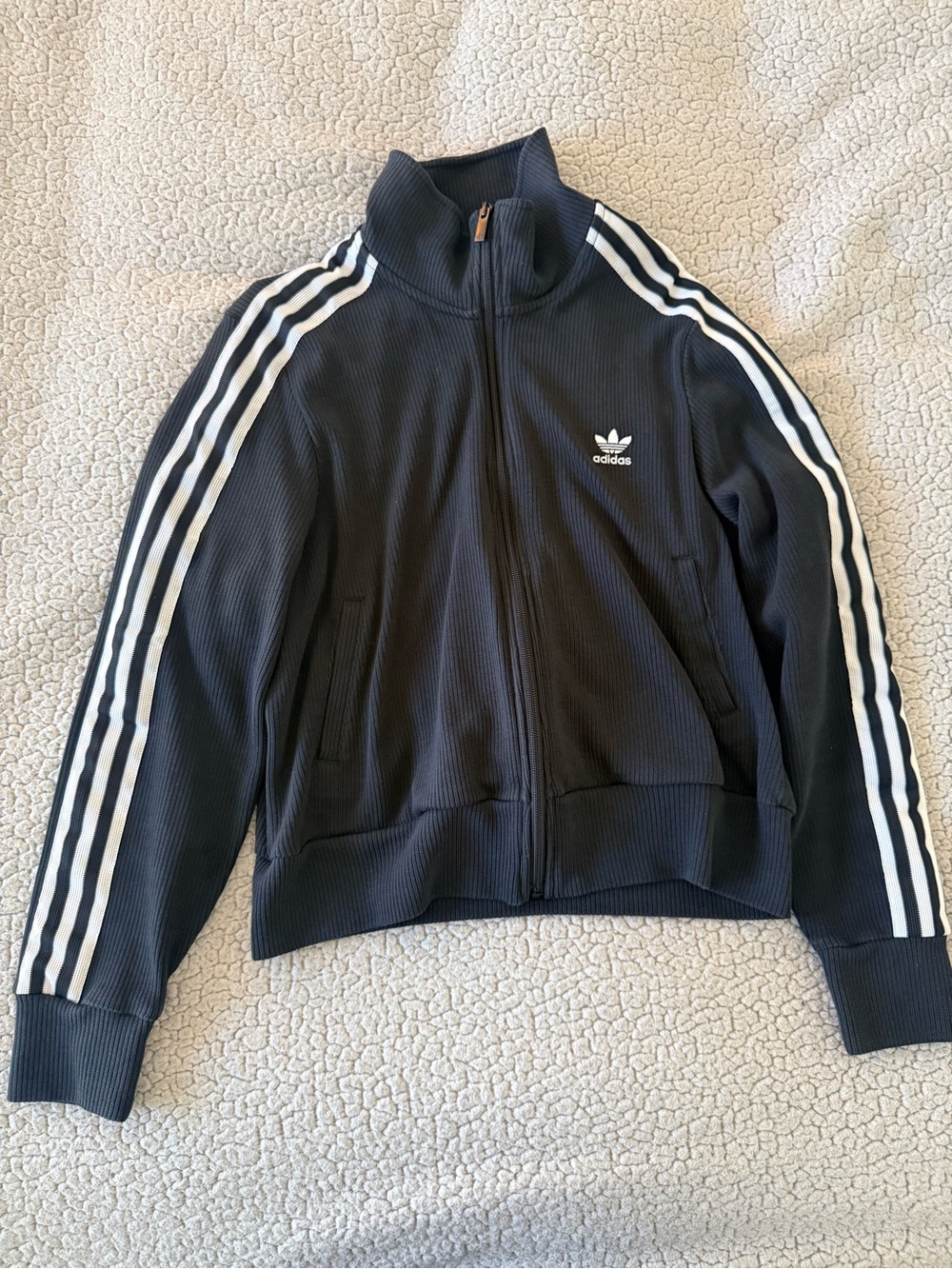 Adidas Originals Women’s Fitted Black 3-Stripes Track Jacket Size XL
